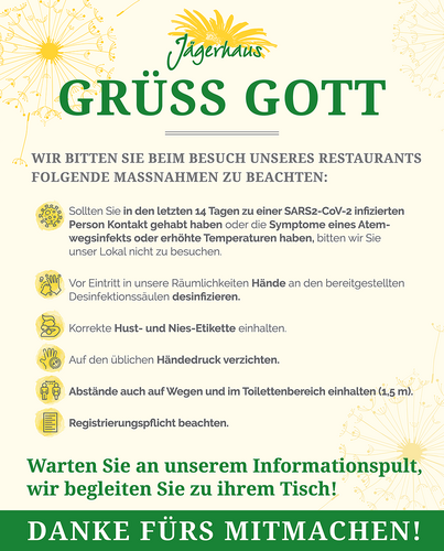 Hoteleröffnung nach Corona Hygienehinweise Corona, Hotel Jägerhaus Meckenbeuren